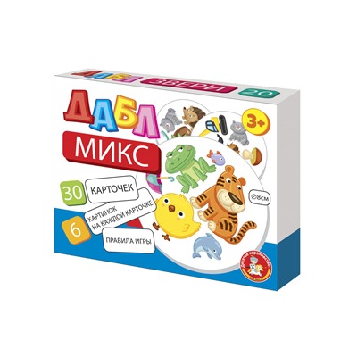 Настольная игра Дабл «Микс» Звери (30 карточек)