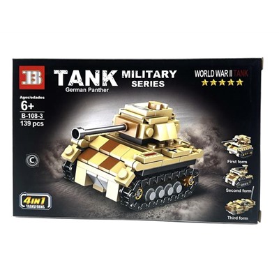Конструктор MILITARY 4в1 Военная техника Танк 139дет. 25*16см / В-108-3