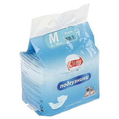 Подгузники Cliny для собак и кошек 5-10кг M (9шт) K203АГ