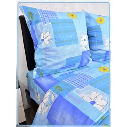 Постельное белье Шуйская бязь Турецкая ромашка синяя 6239-1