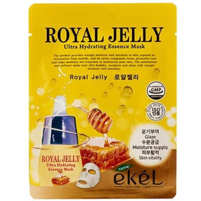 EKEL Маска тканевая д/лица с экстр.маточного молочка  Royal Jelly Ultra Hydrating 25мл