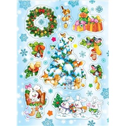 Коллекция зимних наклеек (синяя)