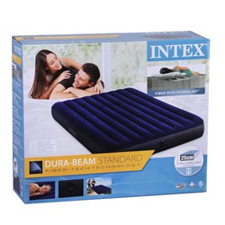 Кровать надувная, FIBER-TECH, 152х203х25 см, INTEX "Classic downy Квин"