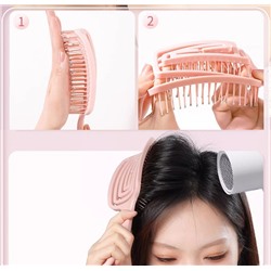 Расческа для волос массажная спиральная пружинистая для легкого расчесывания. СИРЕНЕВАЯ