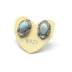 Пусеты с ангелитом овал 8*12мм, 1,3г