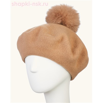Берет фетр флис Помпон 115 Берет женский флис (58-59)