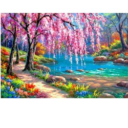 Алмазная мозаика на подрамнике 20*30см На берегу реки (матов.) 20цветов  AL7559