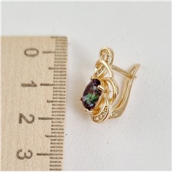 Серьги коллекция "Дубай" покрытие позолота, с фианитами, цвет перламутровый, 487912, арт.847.093