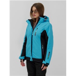 Горнолыжная куртка женская зимняя синего цвета 027S
