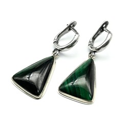 Серьги из плисового малахита 16*20мм.