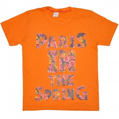 Футболка детская "Paris in the spring" для девочки (оранжевый)