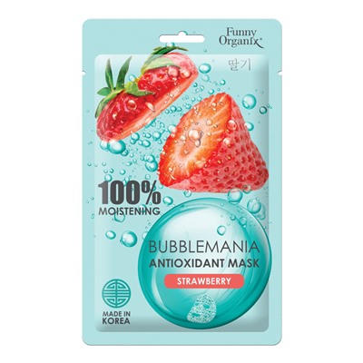 BUBBLEMANIA Кислородная тканевая маска-антиоксидант СОЧНАЯ КЛУБНИКА  25г