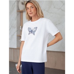 Футболка с принтом свободная эластичная из премиального хлопка