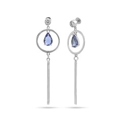 Серьги из серебра танзанит выращ., Ю-27160р