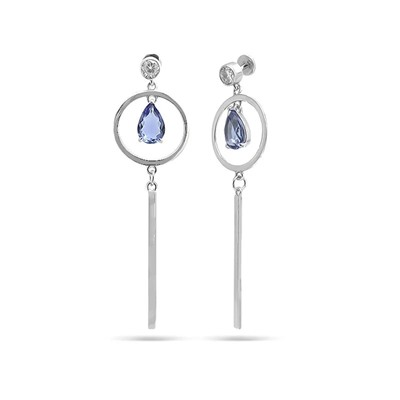 Серьги из серебра танзанит выращ., Ю-27160р