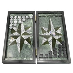 Нарды из змеевика и мрамора"Звезда" 470*430*30мм