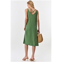 Платье летнее миди трикотажное зеленое
