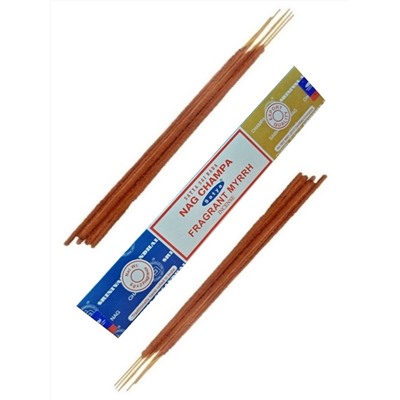 Satya COMBO NAG CHAMPA + FRAGRANT MYRRH (Благовония КОМБО НАГ ЧАМПА + АРОМАТНАЯ МИРРА, Сатья), 16 г.