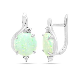 Серьги из серебра опал белый, МОВ0322