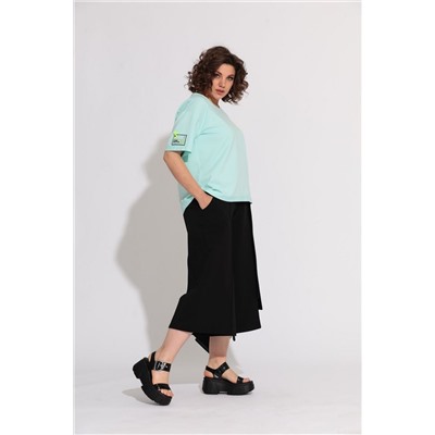 BegiModa 3013 мятный_с_черным, Блуза,  Кюлоты