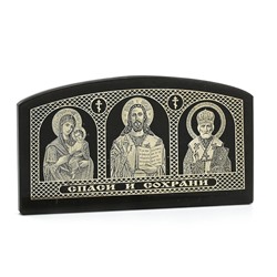 Триптих настольный малый "Богородица, Иисус, Николай" 85*45*20мм