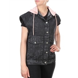 808 DARKGREY/PINK Джинсовый жилет женский (100% хлопок) размер 56 российский