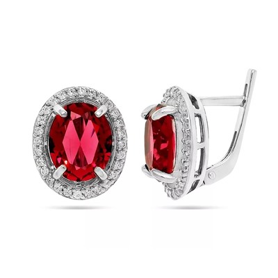 Серьги из серебра рубеллит кварц, см007