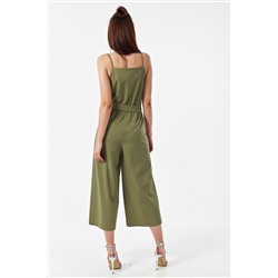 Комбинезон летний с широкими брюками оливковый