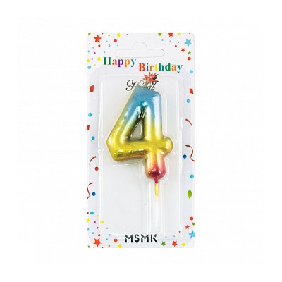 Свеча для торта "Цифра 4", с градиентом 6 см