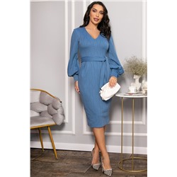Платье с поясом Безупречный силуэт (синее) П14512-10М
