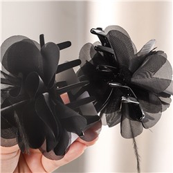 Заколка-краб для волос с цветком и перьями, 8 см.