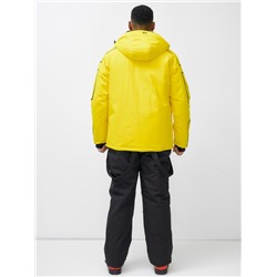 Горнолыжный костюм мужской зимний желтого цвета 390J