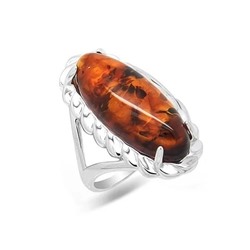 Кольцо из серебра янтарь, КП30