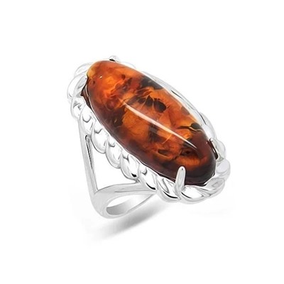 Кольцо из серебра янтарь, КП30