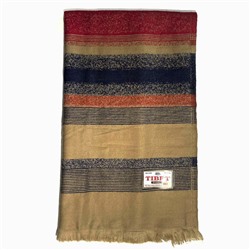 TIBET SHAWL, Тёплый тибетский палантин В КРАСНО-ОРАНЖЕВУЮ ПОЛОСКУ (размер 200 см. х 90 см.), 1 шт.
