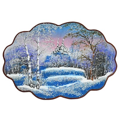 Картина с рисунком из камня, зимнее морозное утро "облачко" 46*31,5см, 700г