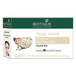 PEARL WHITE FACIAL KIT, Biotique (БЕЛЫЙ ЖЕМЧУГ Набор для всех типов кожи лица, Биотик), 65 г. - СРОК ГОДНОСТИ ДО 31 ИЮЛЯ 2025 ГОДА