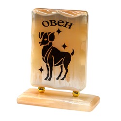 Знак зодиака на камне селенит Овен, прямоугольник 64*26*78мм