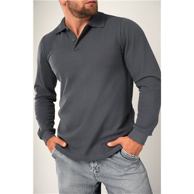 Мужской базовый лонгслив-поло Happyfox