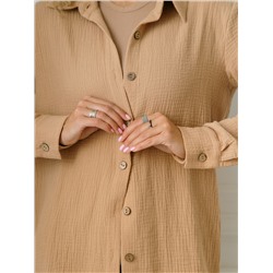 Женская муслиновая удлиненная рубашка бежевая