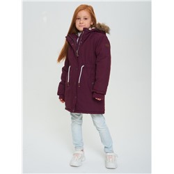 Парка зимняя подростковая для девочки бордового цвета 2490Bo