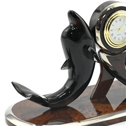 Часы из обсидиана "Два Дельфина" 265*90*115мм