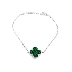 Браслет из серебра малахит прес., ТФБ-3