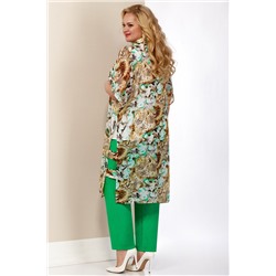Aira Style 533 зеленые_орхидеи, Кардиган,  Брюки,  Блуза