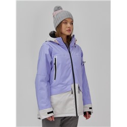 Горнолыжная куртка женская зимняя фиолетового цвета 7077F