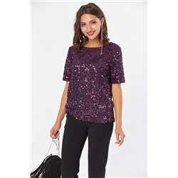 Блузка трикотажная с пайетками фиолетовая