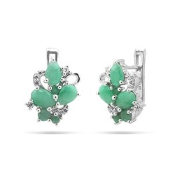 Серьги из серебра изумруд, Голландия
