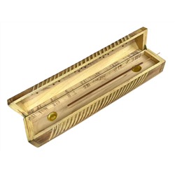 Подставка под благовония ПЕНАЛ РЕЗНОЙ В ПОЛОСКУ L066-3 (ручная работа, дерево, резьба, 30 см.,), 1 шт.