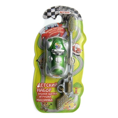VILSEN Зубная щетка  Детская 3+  с игрушкой Машинка мягкая 200+toy
