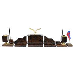 Настольный набор из обсидиана "Орел".